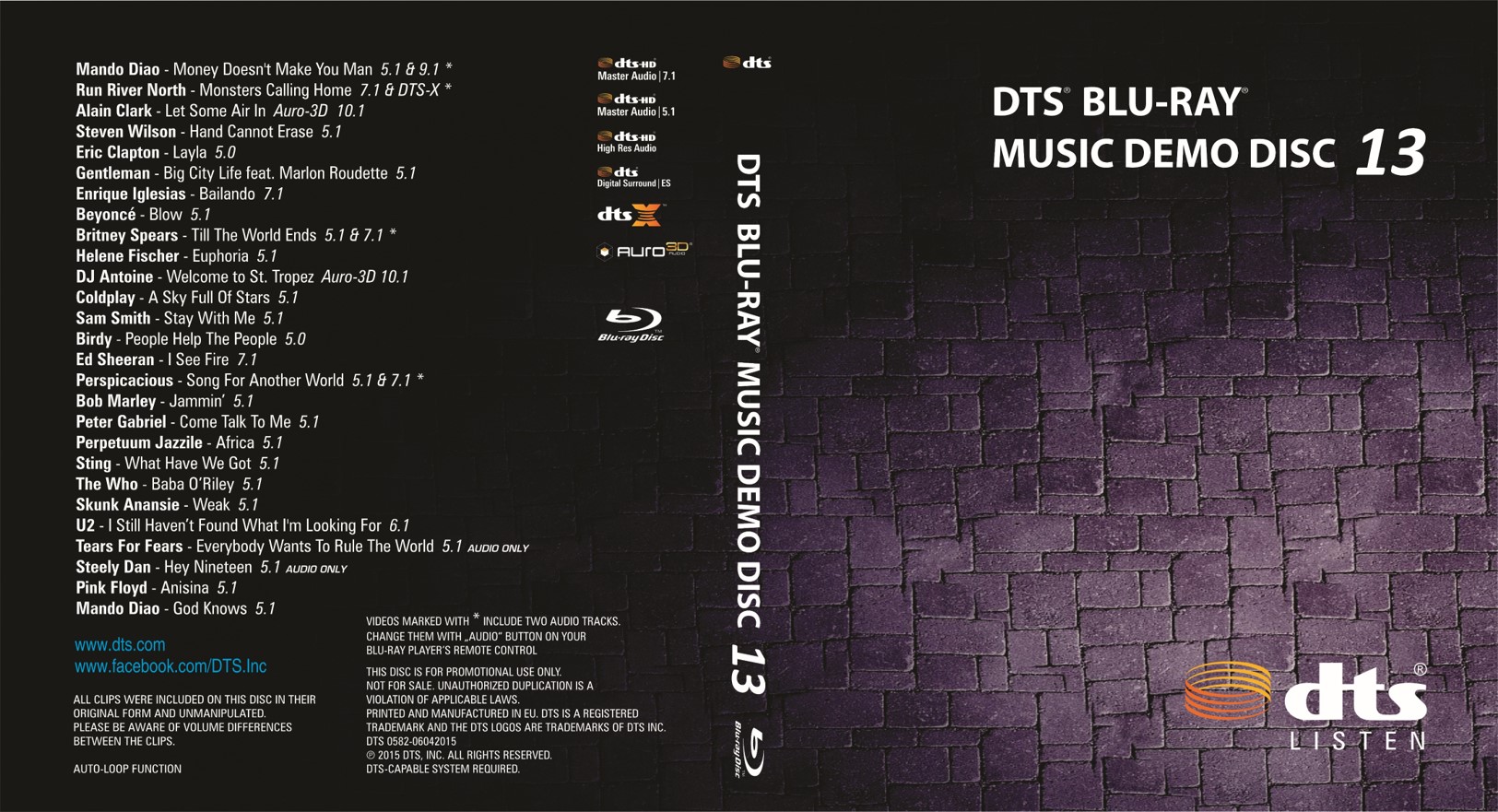 DTS蓝光音乐演示碟 13 2015 DTS Music Demo Disc 13 DTS-X DTX-ES DTS-HDMA 7.1《ISO 23.1G》